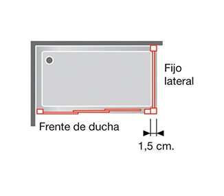 DIANA Frente de ducha fijo + 2 puertas correderas
