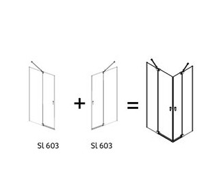 SULA Angular de ducha 2 fijos + 2 puertas bisagras pivotantes