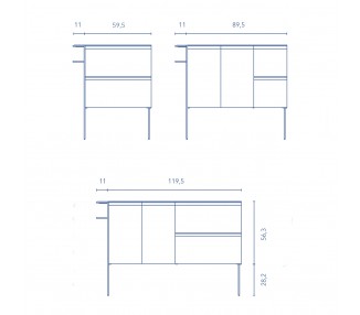 Structure 90 cm. 2 puertas + 2 cajones