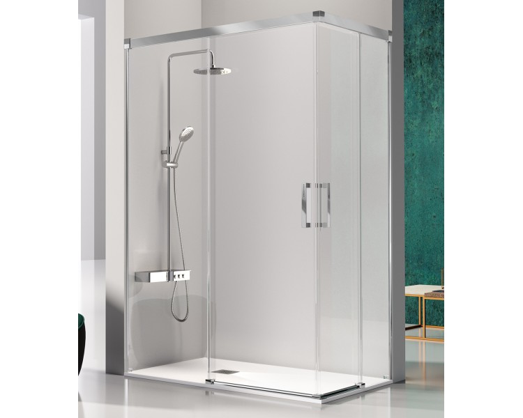 GLASÉ Angular de ducha 2 fijos + 2 puertas correderas